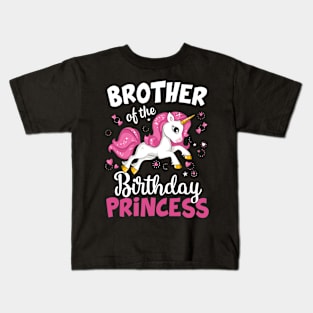 Brother of the Birthday Princess Unicorn Girl Kids T-Shirt